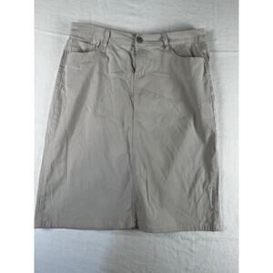 Inherit Stella Women's Cotton Blend Khaki Midi Skirt Size 13/14 REG Modest